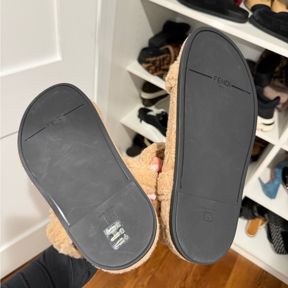 Fendi Tan Fuzzy Sandals - Picture 5 of 9